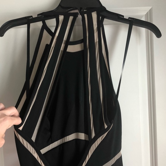 Stunning Xscape Black Long Dress w/neutral design - Picture 2 of 8